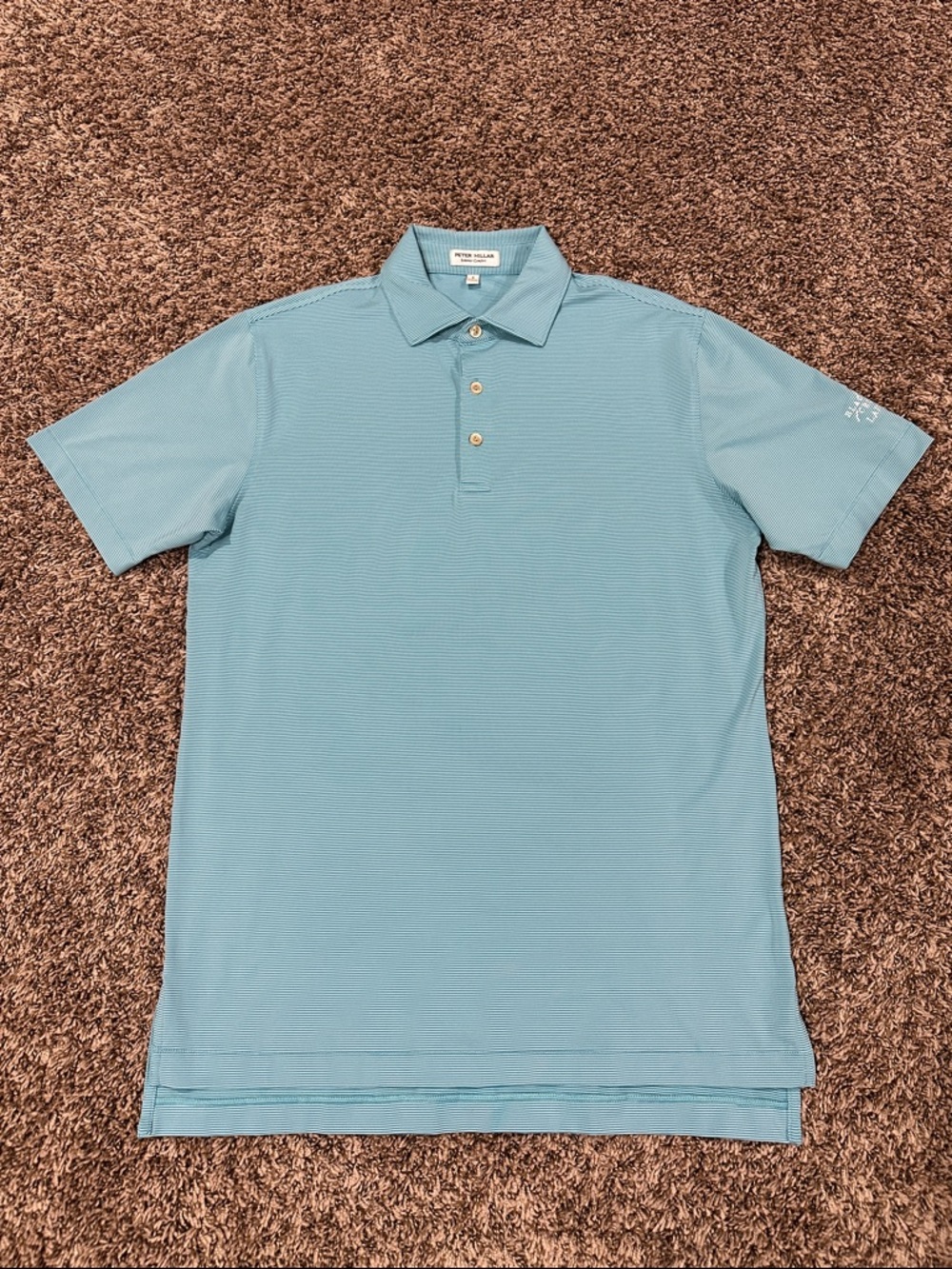 Peter Millar Aqua Blue Striped Polo